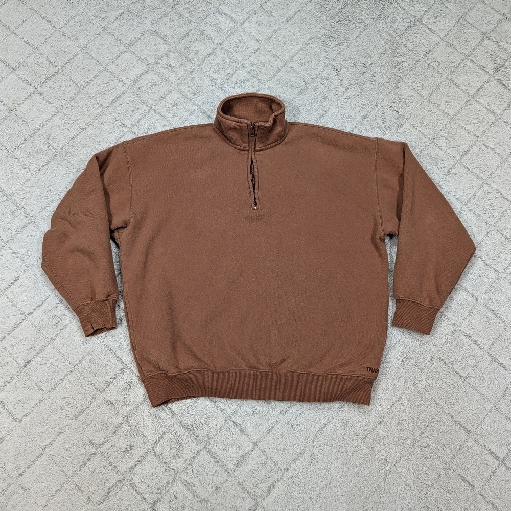 TNA Sweatshirt Womens 2 Small Brown ¼ Zip Pullover Sweat fleece Cozy Mega Fit